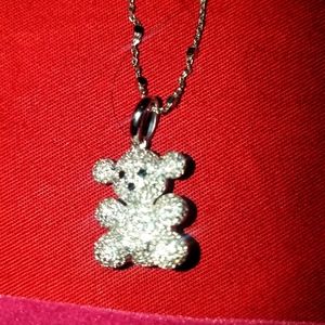 TOUS 18k WHITE GOLD & DIAMONDS BUBBLE BEAR PENDANT NECKLACE